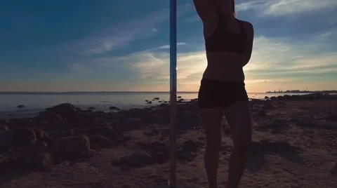 Pole dancer outdoor Stock Footage 64916181