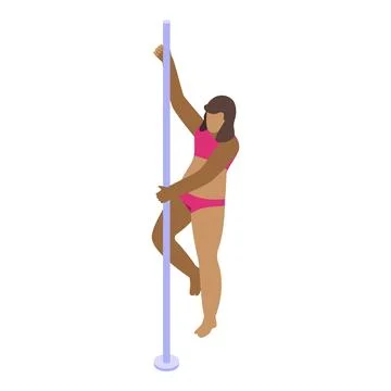 Pole dancer performing acrobatics on a vertical pole Stock Illustration