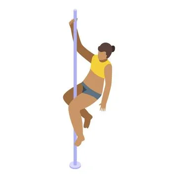 Pole dancer performing acrobatics on a vertical pole Stock Illustration