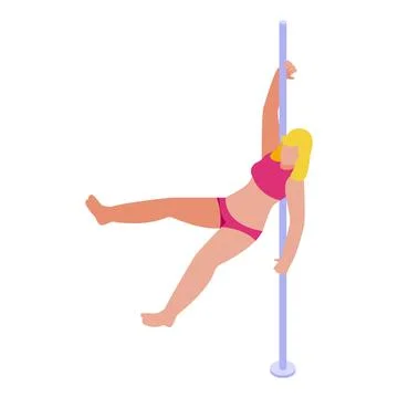 Pole dancer performing acrobatics on a vertical pole Stock Illustration