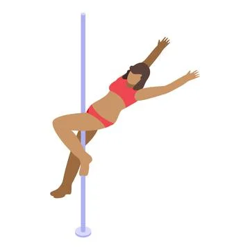 Pole dancer performing acrobatics on a vertical pole Stock Illustration