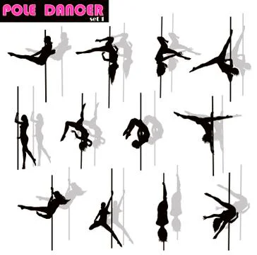 Pole dancer set Stock Illustration