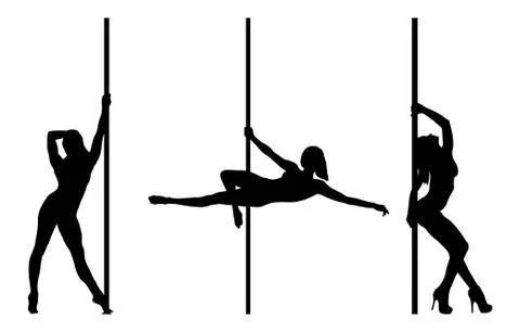 Pole Dancer Silhouettes Illustrazione stock