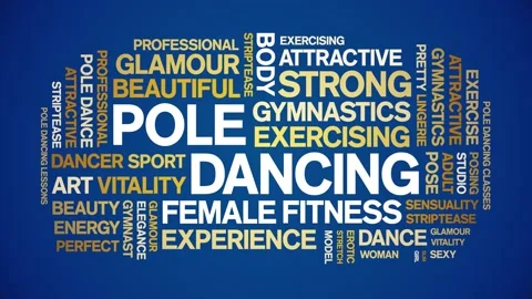 Pole Dancing animated word cloud,animation tag kinetic typography seamless loop Stock Footage 267098637