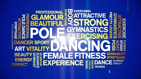 Pole Dancing animated word cloud,animation tag kinetic typography seamless loop Stock Footage 267099072