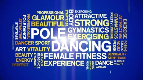 Pole Dancing animated word cloud,animation tag kinetic typography seamless loop Stock Footage 267099288