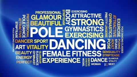 Pole Dancing animated word cloud,animation tag kinetic typography seamless loop Stock Footage 267099738