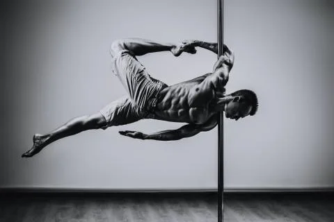 Pole dancing man Stock-Fotos