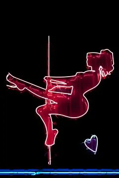 Pole Dancing - Neon light Stock Photos