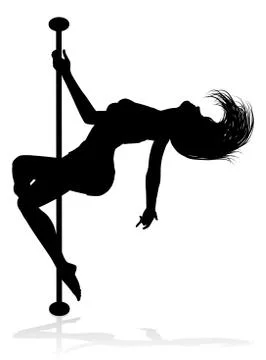 Pole Dancing Woman Silhouette Stock Illustration