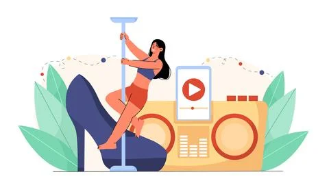 Pole dancing woman vector concept Stock Illustration