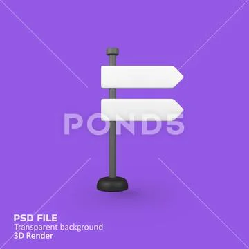 Pole with direction signs isolated 3d render icon illustration PSD Template