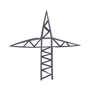 Pole electric pylon cartoon vector illustration Stock Illustration