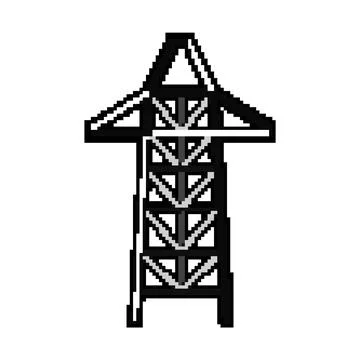 Pole electric pylon pixel art vector illustration Illustrazione stock