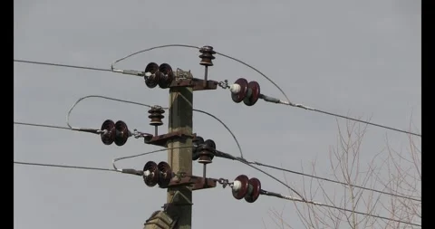 A pole with electric wires on the background of the sky. Stock Footage 269712805
