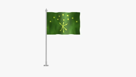 Pole Flag of Adygea on White Background Stock Footage 263971295