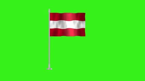 Pole Flag of Austria, Austria Pole flag waving in wind on Green Background... Stock Illustration