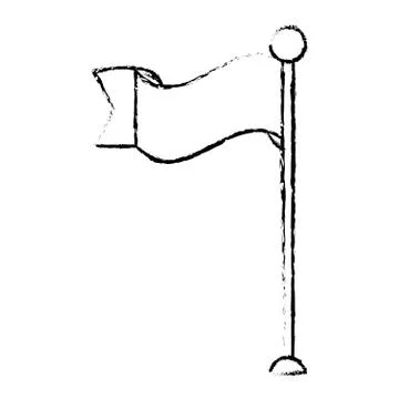 Pole flag banner empty sketch Illustrazione stock