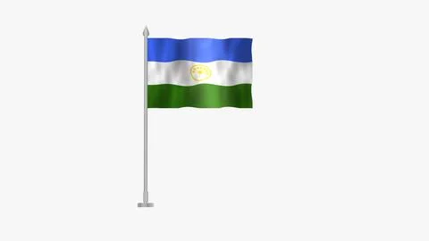 Pole Flag of Bashkortostan, Bashkortostan Pole flag waving in the wind on W.. Stock Illustration
