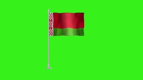Pole Flag of Belarus, Belarus Pole flag waving in the wind on Green Backgro.. Illustrazione stock