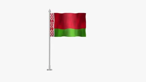Pole Flag of Belarus, Belarus Pole flag waving in the wind on White Backgro.. Stock Illustration