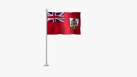 Pole Flag of Bermuda, Bermuda Pole flag waving in the wind on White Backgro.. Stock Illustration
