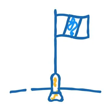 Pole flag big icon doodle illustration Stock Illustration