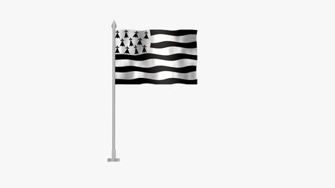 Pole Flag of Brittany, Brittany Pole flag waving in the wind on White Backg.. Stock Illustration