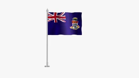 Pole Flag of Cayman, Cayman Pole flag waving in the wind on White Backgroun.. Stock Illustration