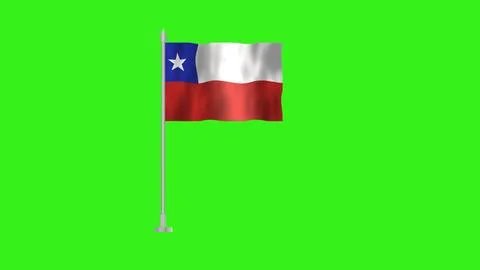 Pole Flag of Chile, Chile Pole flag waving in the wind on Green Background... Stock Illustration