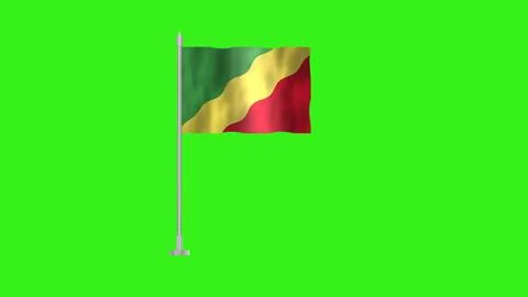 Pole Flag of congo brazzaville, congo brazzaville Pole flag waving in the w.. Stock Illustration
