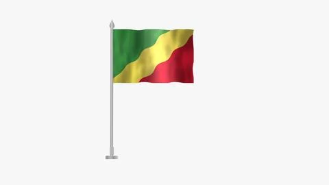 Pole Flag of congo brazzaville, congo brazzaville Pole flag waving in the w.. Stock Illustration