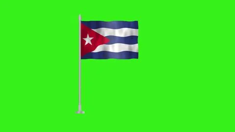 Pole Flag of Cuba, Cuba Pole flag waving in the wind on Green Background. C.. Stock Illustration