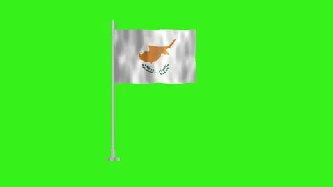 Pole Flag of Cyprus, Cyprus Pole flag waving in the wind on Green Backgroun.. Illustrazione stock