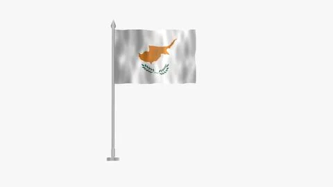 Pole Flag of Cyprus, Cyprus Pole flag waving in the wind on White Backgroun.. Stock Illustration
