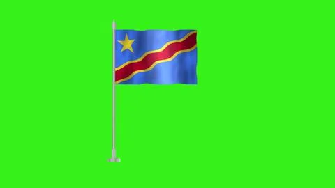 Pole Flag of Democratic Republic of the Congo (Kinshasa), Democratic Republ.. Stock Illustration
