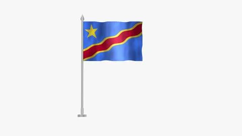Pole Flag of Democratic Republic of the Congo (Kinshasa), Democratic Republ.. Stock Illustration