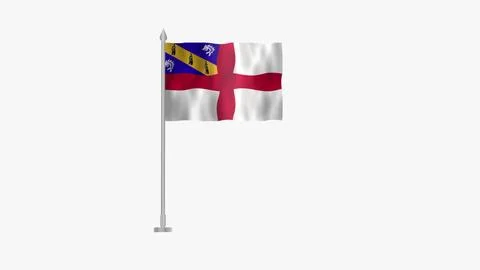 Pole Flag of Hern, Hern Pole flag waving in wind on White Background. Hern .. Stock Illustration