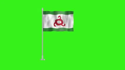 Pole Flag of Ingushetia, Ingushetia Pole flag waving in wind on Green Backg.. Stock Illustration