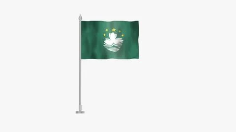 Pole Flag of Macao, Macao Pole flag waving in wind on White Background. Mac.. Stock Illustration
