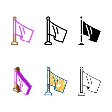 Pole flag map concepts color icon vector 스톡 일러스트