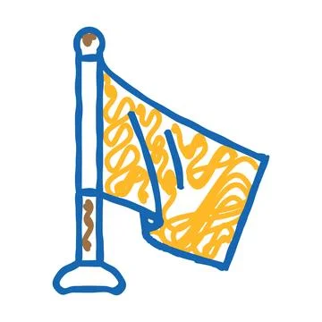 Pole flag map icon doodle illustration Illustrazione stock