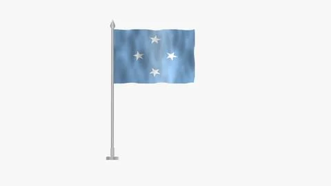 Pole Flag of Micronesia, Micronesia Pole flag waving in wind on White Backg.. Stock Illustration