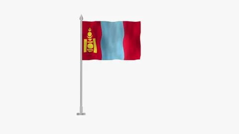 Pole Flag of Mongolia, Mongolia Pole flag waving in wind on White Backgroun.. Stock Illustration