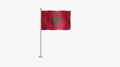 Pole Flag of Morocco, Morocco Pole flag waving in wind on White Background... Stock Illustration