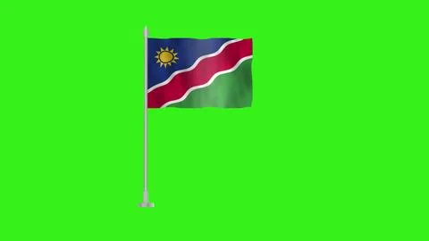 Pole Flag of Namibia, Namibia Pole flag waving in wind on Green Background... Stock Illustration
