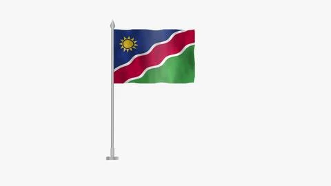 Pole Flag of Namibia, Namibia Pole flag waving in wind on White Background... Stock Illustration