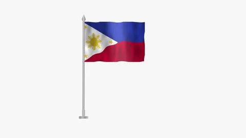 Pole Flag of Philippines, Philippines Pole flag waving in wind on White Bac.. Stock Illustration