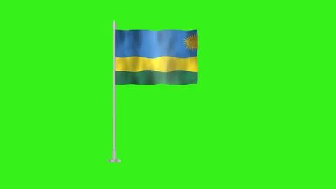Pole Flag of Rwanda, Rwanda Pole flag waving in wind on Green Background. R.. Stock Illustration