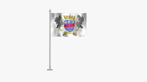 Pole Flag of Saint Barthelemy, Flag of Saint Barthelemy, Saint Barthelemy P.. Stock Illustration